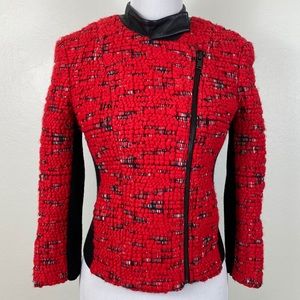 M. Patmos Textured Wool & Leather Moto Jacket